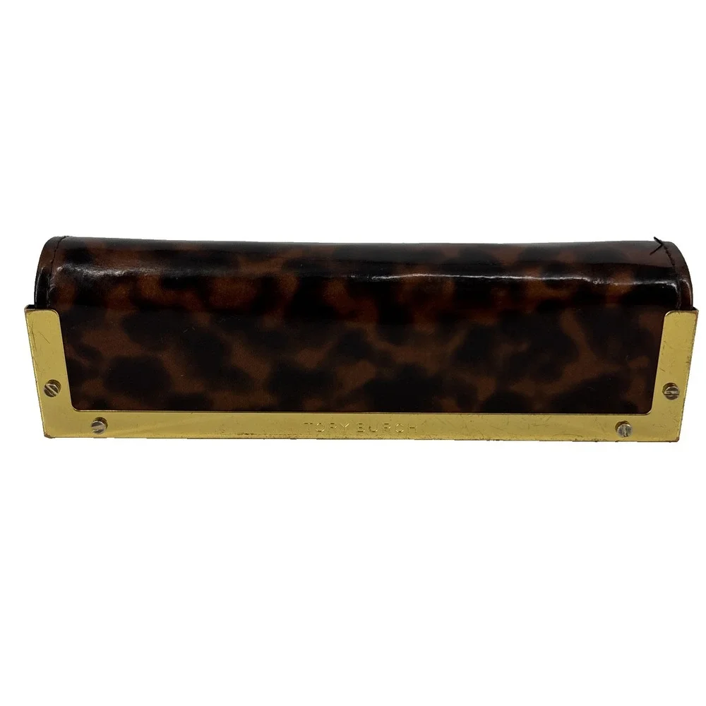 Tory Burch Sunglass Case Animal Print Patent Leather Eyeglasses Readers